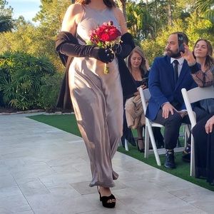 Silver satin woven column maxi dress Karen Millen